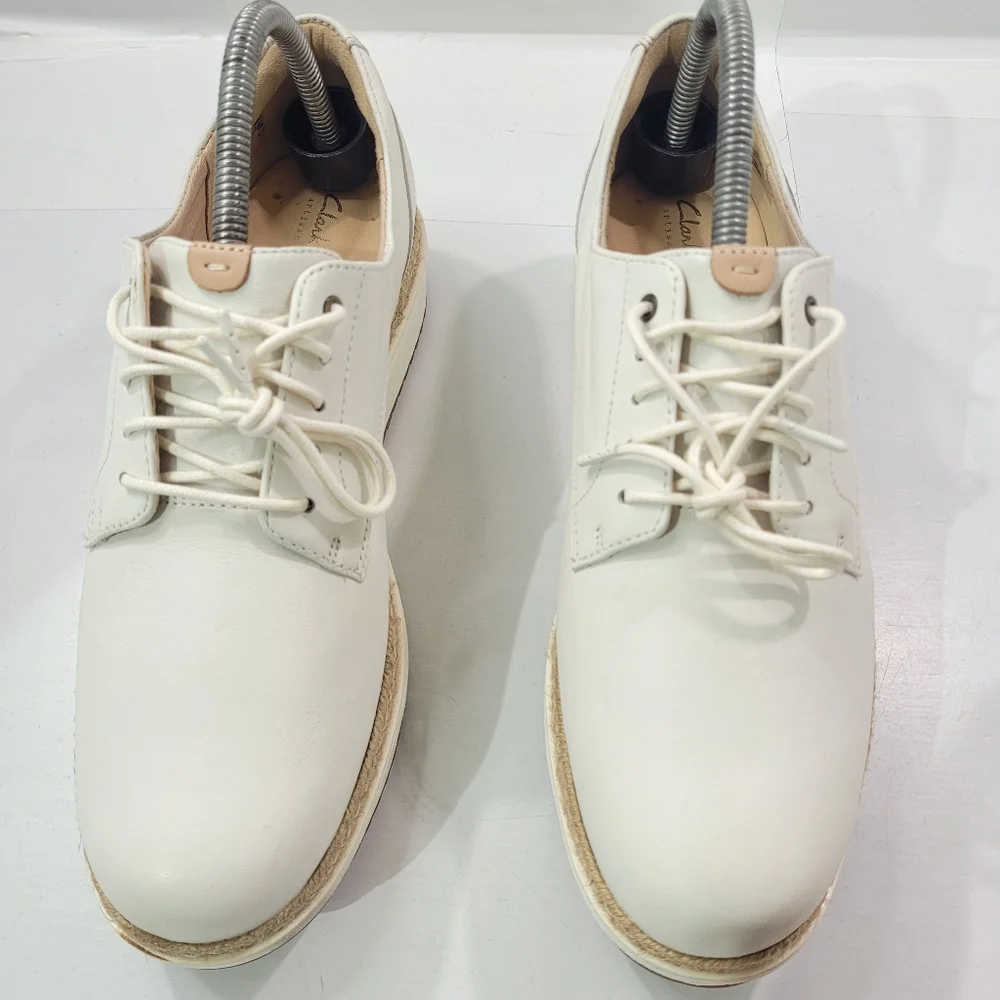 Clarks Cream Leather Platform Oxfords